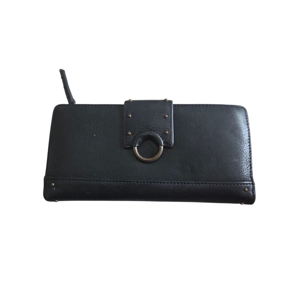 Kenneth Cole Reaction Black Leather Bifold Wallet Checkbook Credit Card Y2K